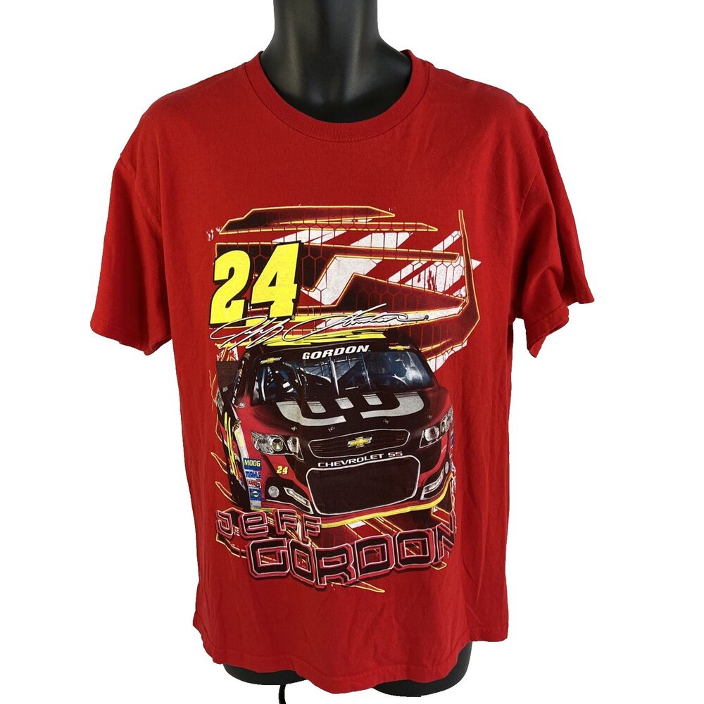 Mens NASCAR Jeff Gordon Double Sided Graphic Short Sleeve T-Shirt Sz‎ L Red